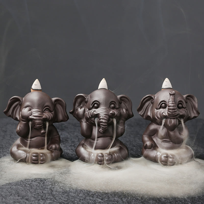 Räucherschalen Elefant Lila Ton Glücksbringer