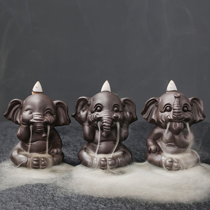 Räucherschalen Elefant Lila Ton Glücksbringer
