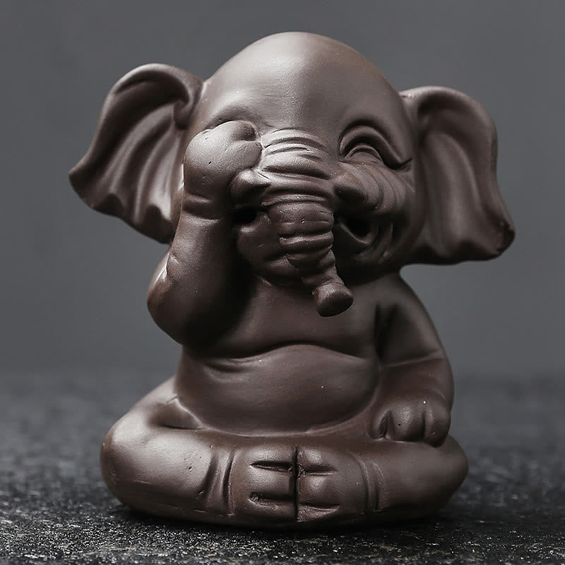 Räucherschalen Elefant Lila Ton Statue