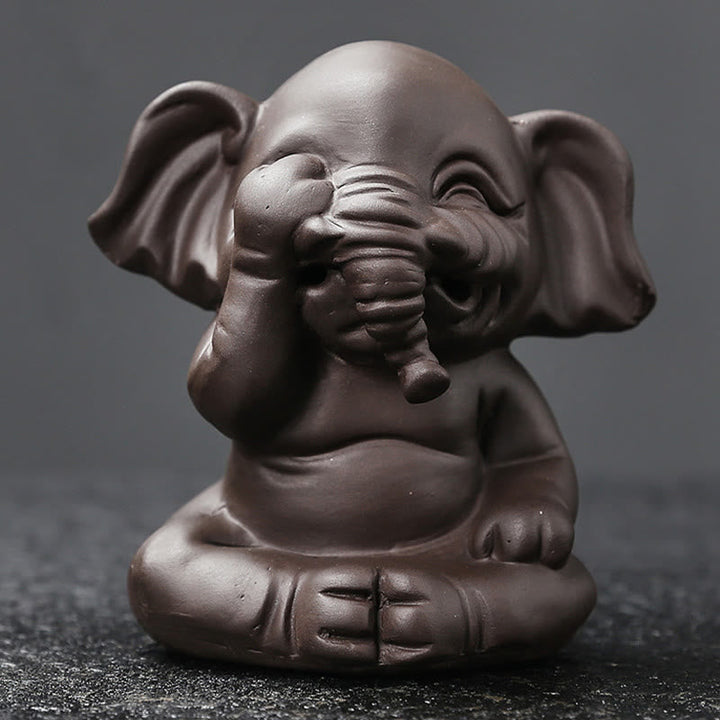 Räucherschalen Elefant Lila Ton Statue