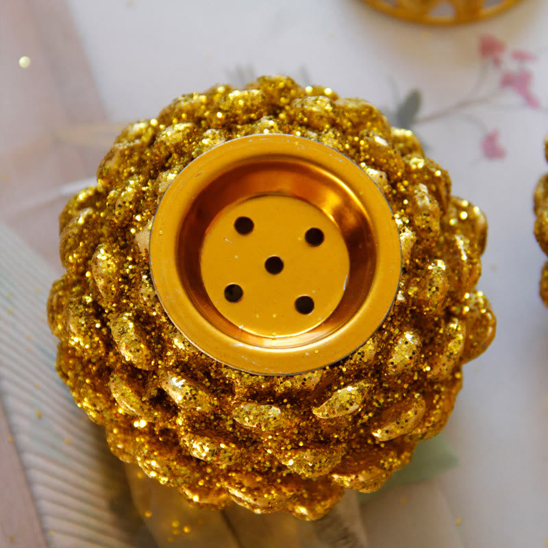 Räucherstäbchen Halter Gold Tannenzapfen Mini Glücksbringer