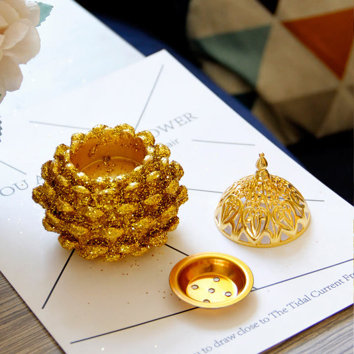Räucherstäbchen Halter Gold Tannenzapfen Mini Wohnzimmer