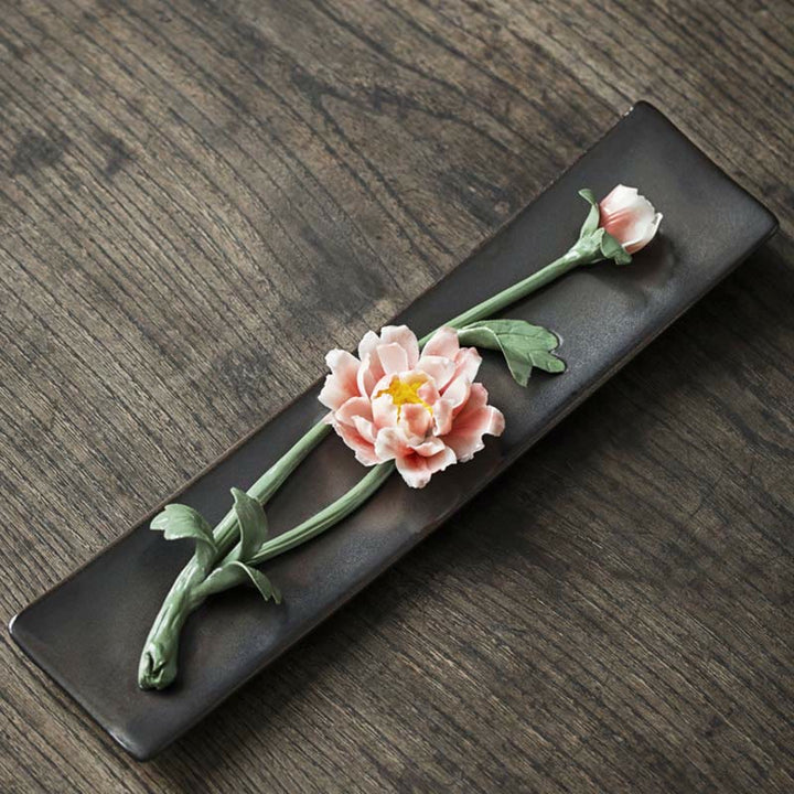 Räucherstäbchen Halter Keramik Lotus Pfingstrose Feng Shui