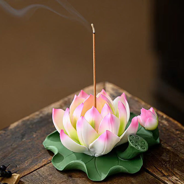 Räucherstäbchen Halter Lotus Blatt Keramik Deko