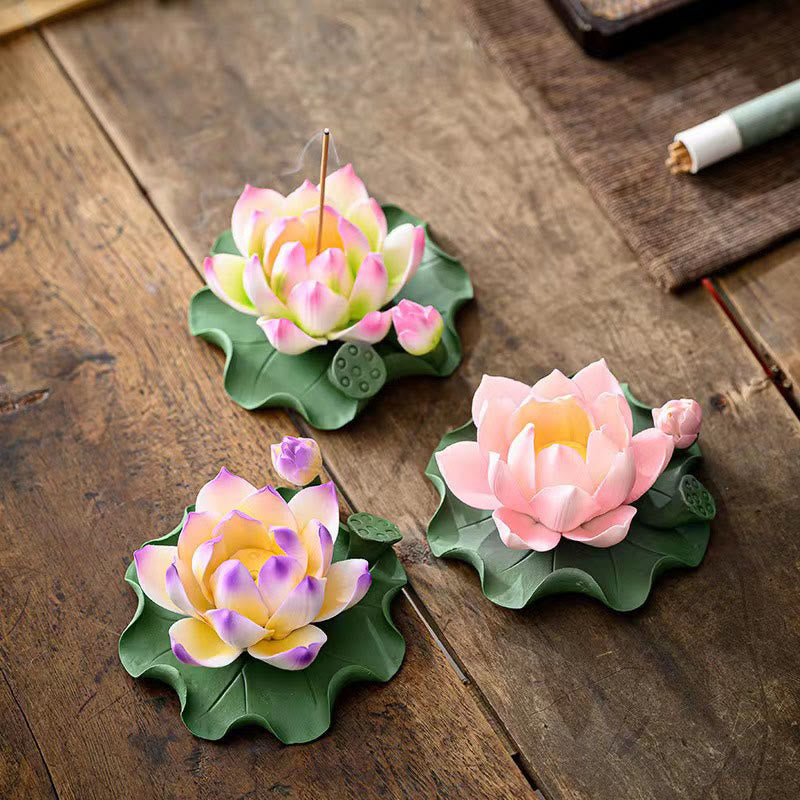 Räucherstäbchen Halter Lotus Blatt Keramik Feng Shui