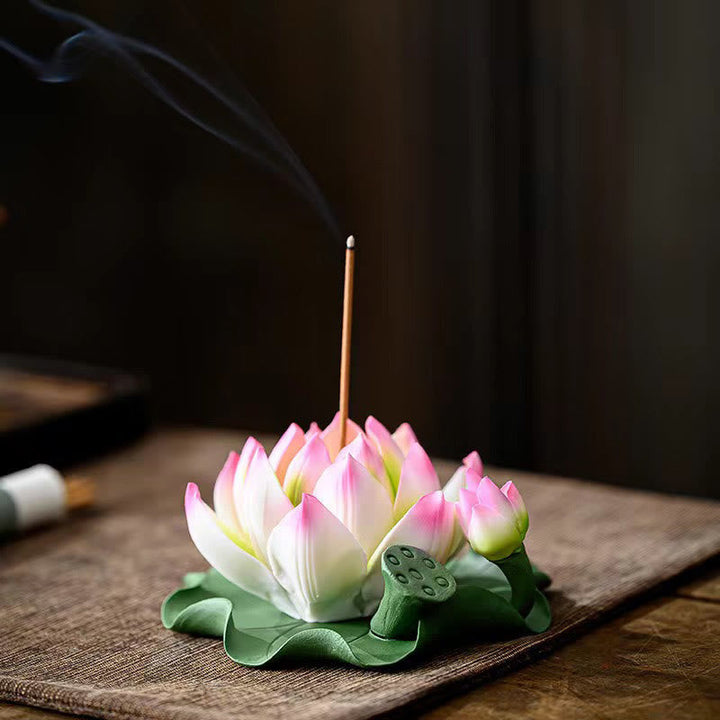Räucherstäbchen Halter Lotus Blatt Keramik