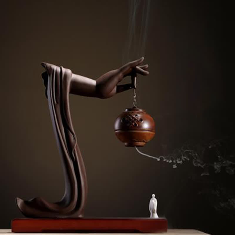 Räucherstäbchen Halterung Keramik Lotus Tibetisch Statue