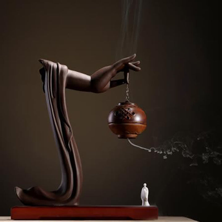 Räucherstäbchen Halterung Keramik Lotus Tibetisch Statue