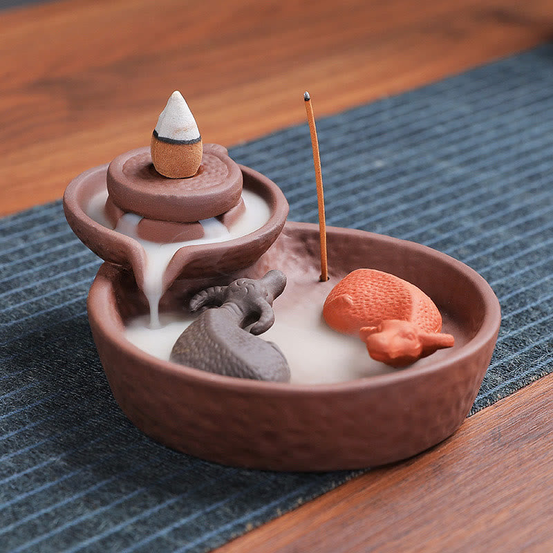 Räucherstäbchen Halterung Koi Karpfen Keramik Feng Shui
