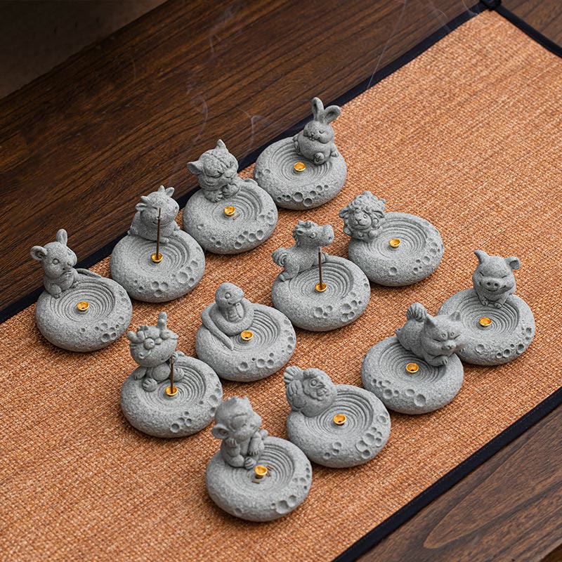 Räucherstäbchen Halterung Tierkreis Keramik Feng Shui