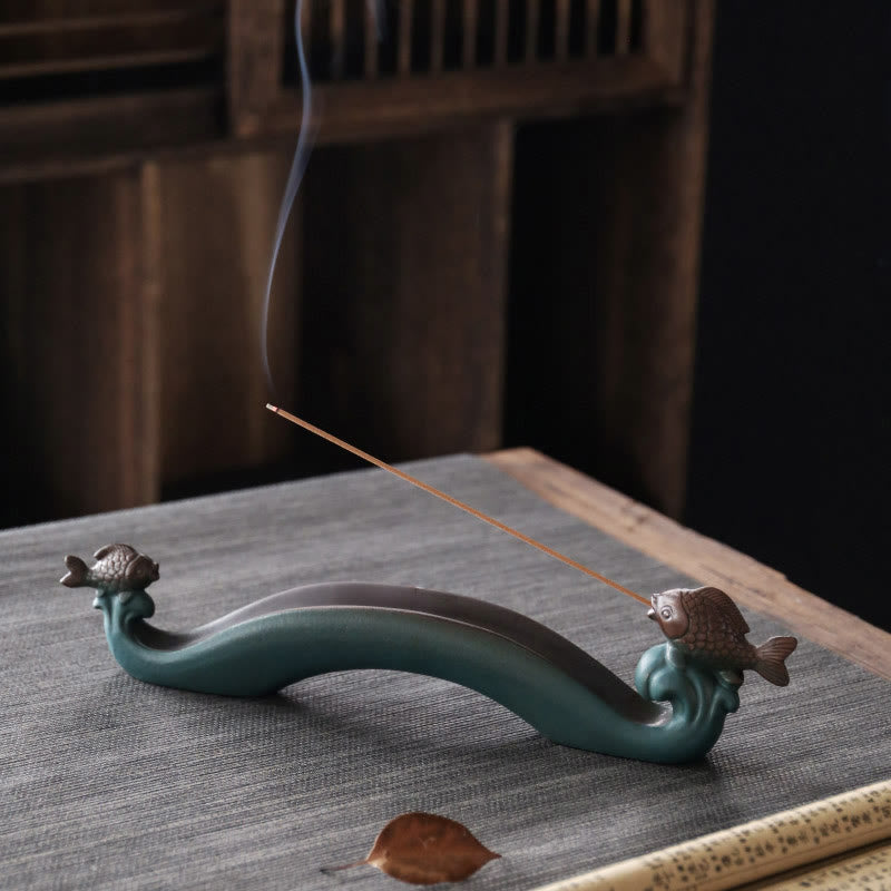 Räucherstäbchen Mit Halter Koi Fisch Keramik
