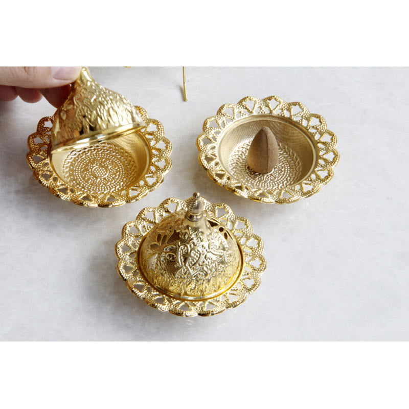 Räucherstäbchen Mit Halterung Gold Tibetisch Statue