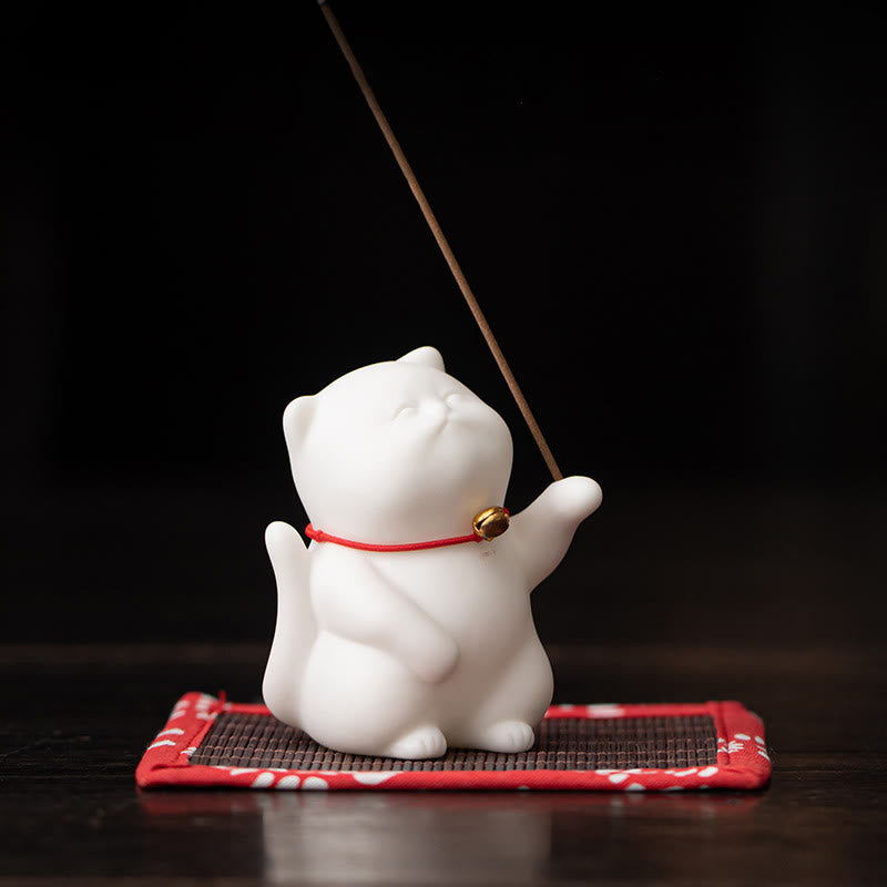 Räucherstäbchen Mit Halterung Katze Keramik Feng Shui