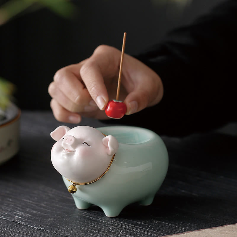Räucherstäbchen Mit Halterung Schwein Keramik Feng Shui