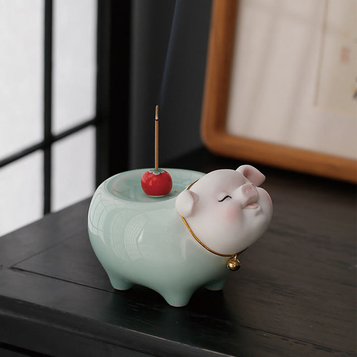 Räucherstäbchen Mit Halterung Schwein Keramik Glücksbringer