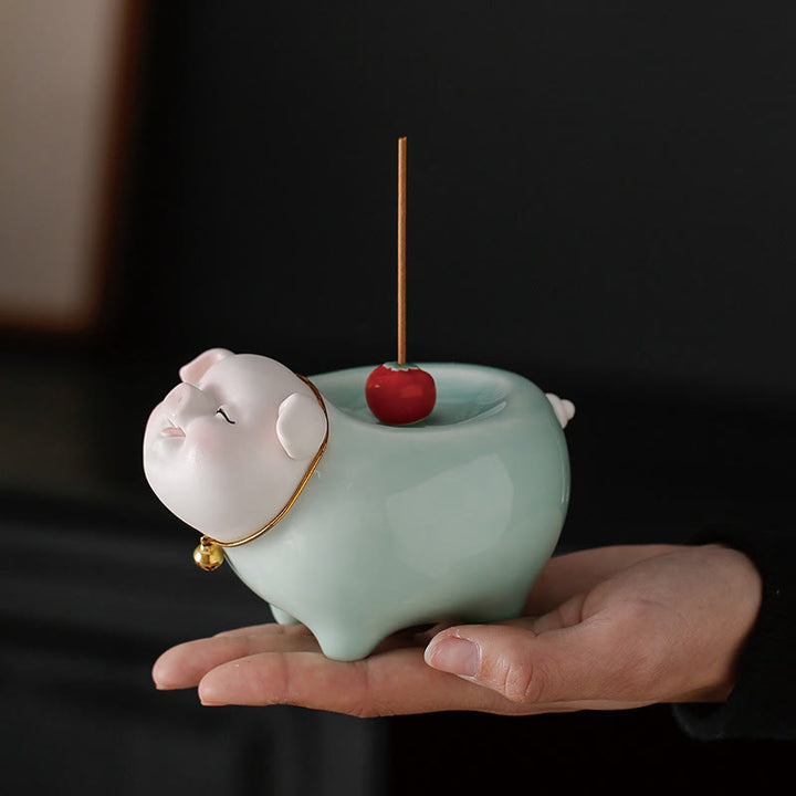 Räucherstäbchen Mit Halterung Schwein Keramik