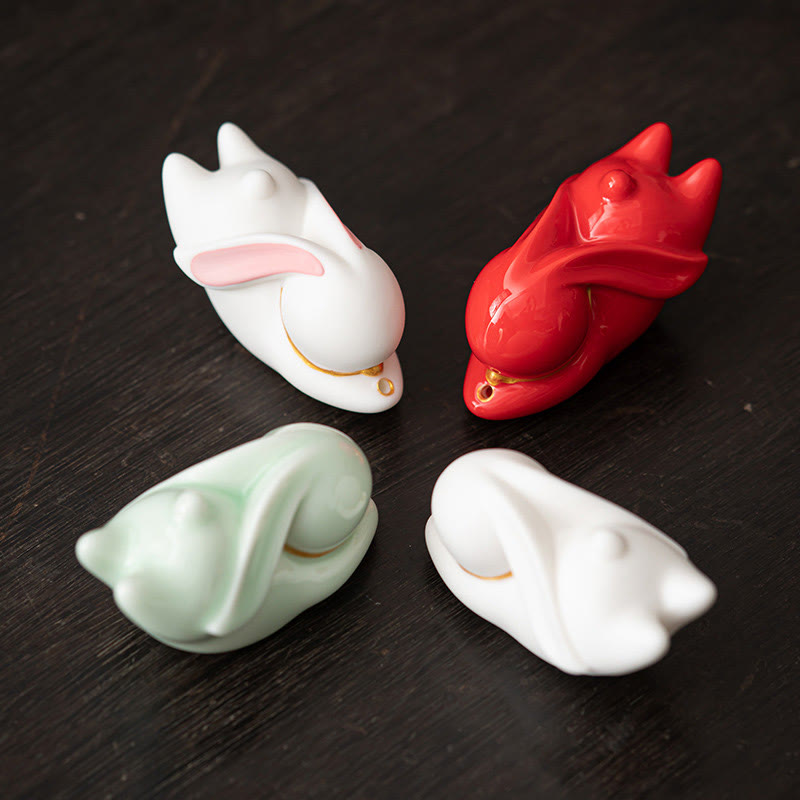 Räucherstäbchenhalter Hase Bambus Keramik Feng Shui