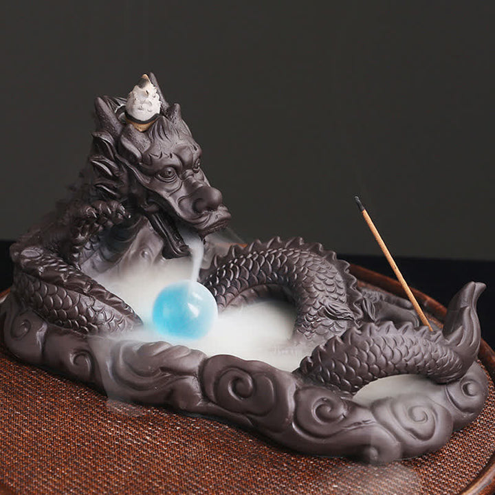 Räucherstäbchenhalter Keramik Drache Blüte Schutz Geschenk