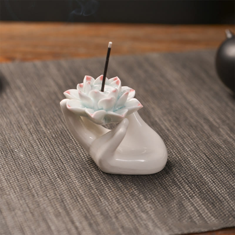 Räucherstäbchenhalter Keramik Lotus Hand Mini
