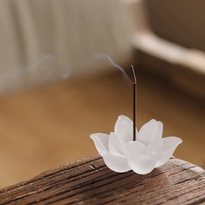 Räucherstäbchenhalter Lotus Liuli Kristall Feng Shui