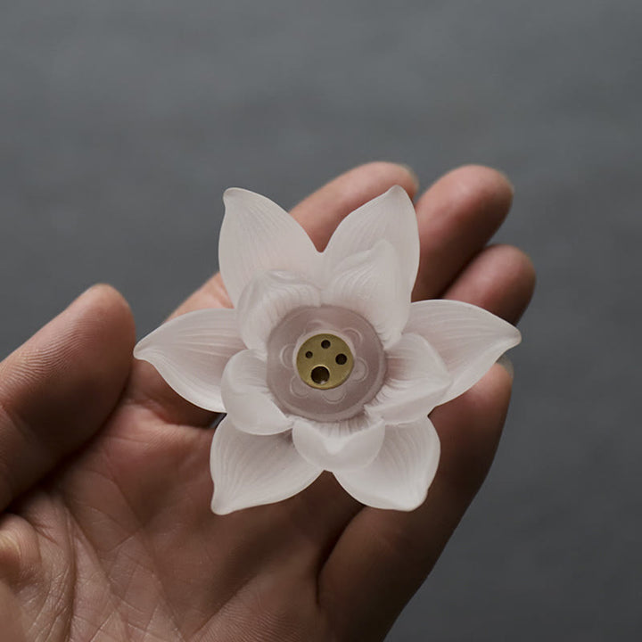 Räucherstäbchenhalter Lotus Liuli Kristall Statue