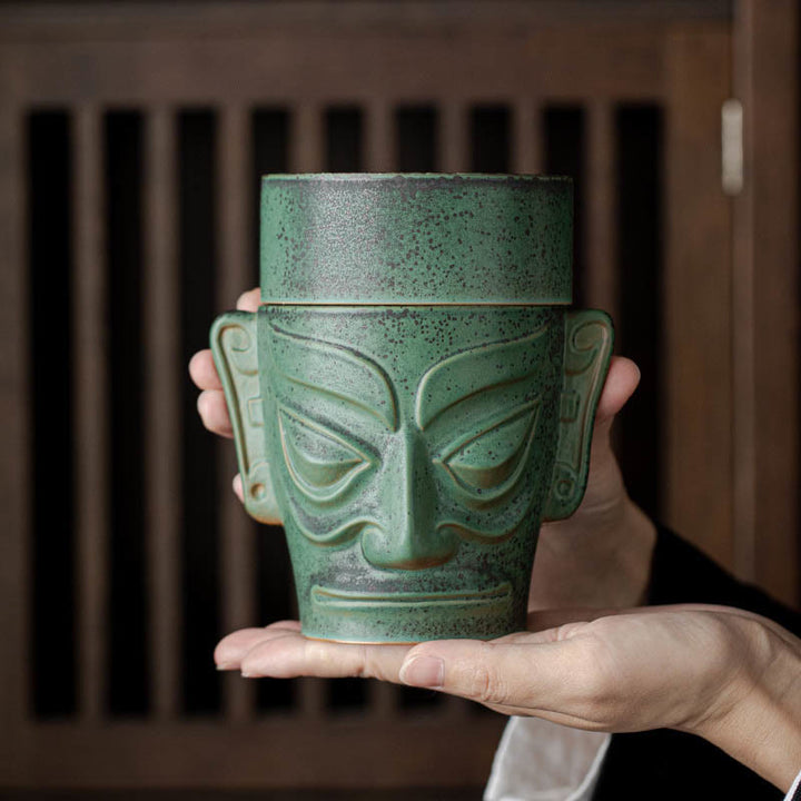 Räucherstäbchenhalter Maske Keramik Sanxingdui Feng Shui