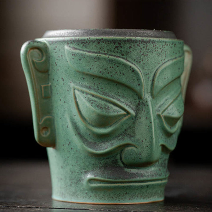 Räucherstäbchenhalter Maske Keramik Sanxingdui Statue