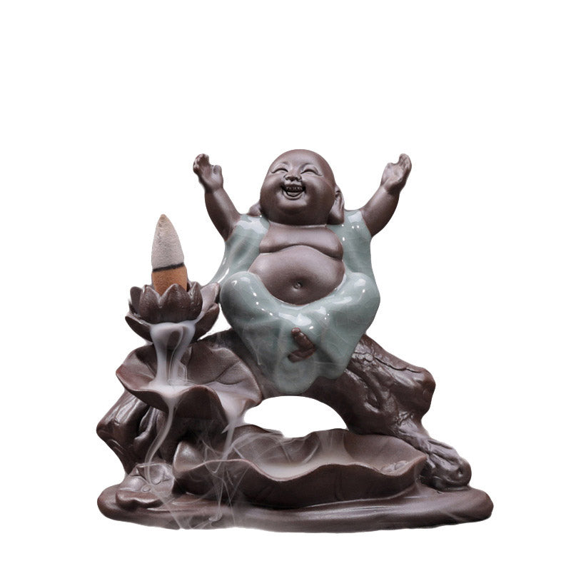 Räucherstäbchenhalter Mönch Lotus Keramik Feng Shui