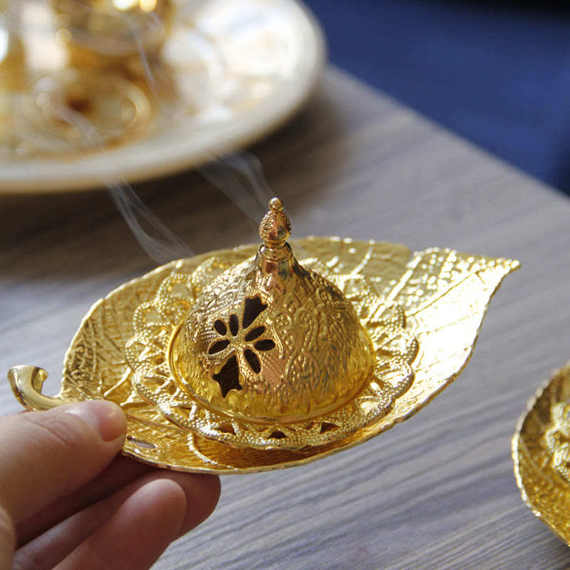 Räucherstäbchenhalter Tibetisch Gold Blatt Mini Deko