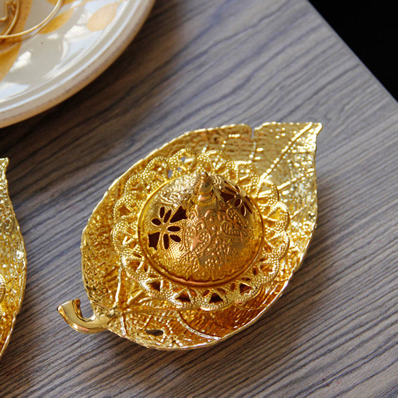 Räucherstäbchenhalter Tibetisch Gold Blatt Mini Glücksbringer
