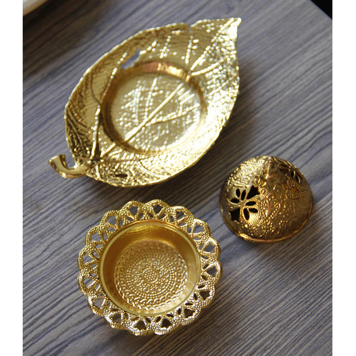 Räucherstäbchenhalter Tibetisch Gold Blatt Mini Statue