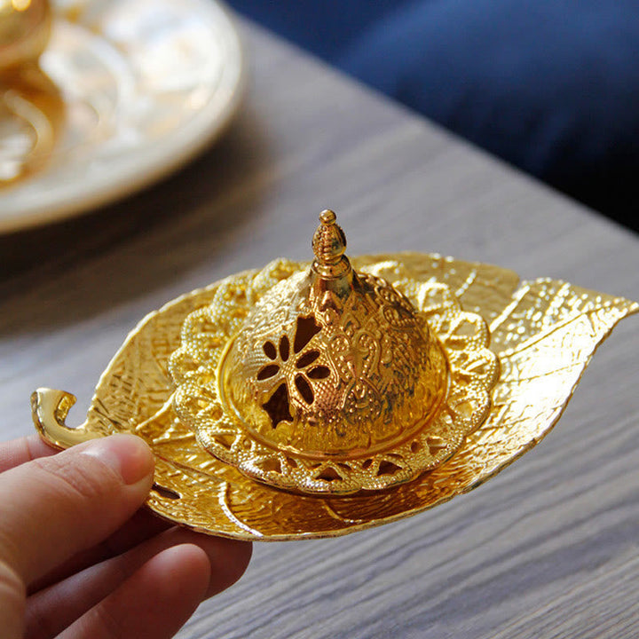 Räucherstäbchenhalter Tibetisch Gold Blatt Mini