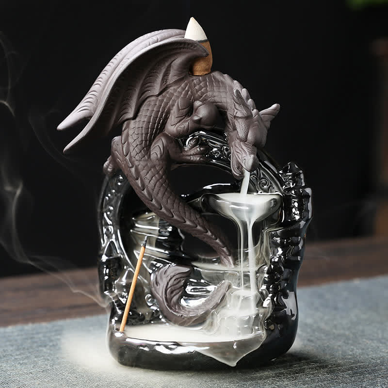 Räucherturm Drache Keramik Rückfluss
