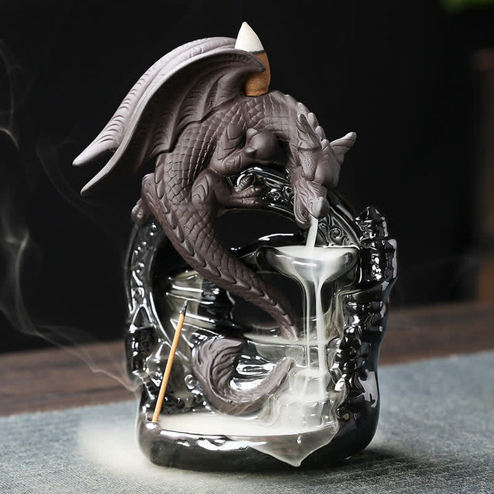 Räucherturm Drache Keramik Rückfluss
