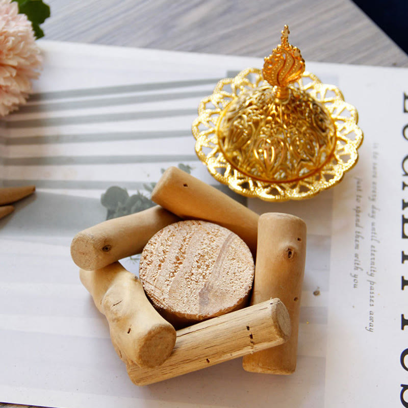 Räucherturm Gold Legierung Mini Holzuntersetzer Feng Shui