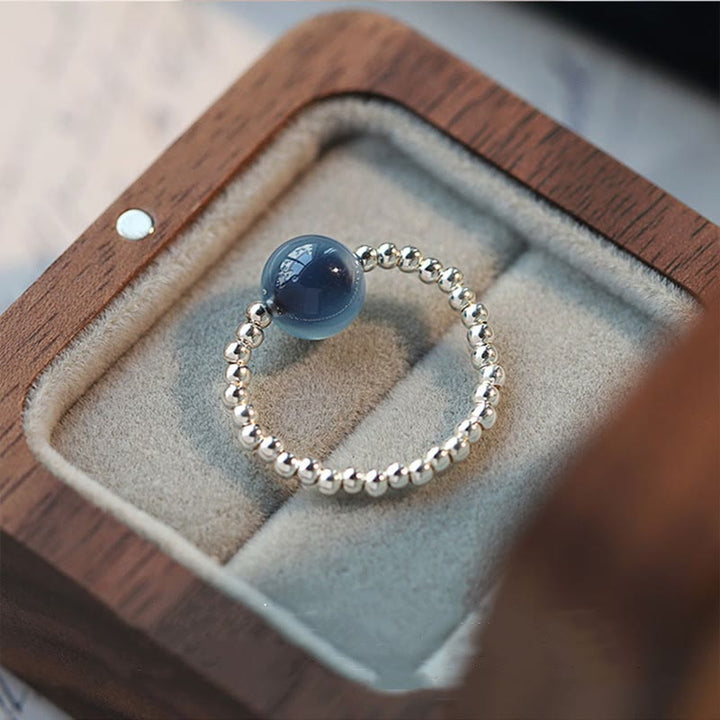 925er Silber Ring Blauer Achat für Heilung und Schutz elegant