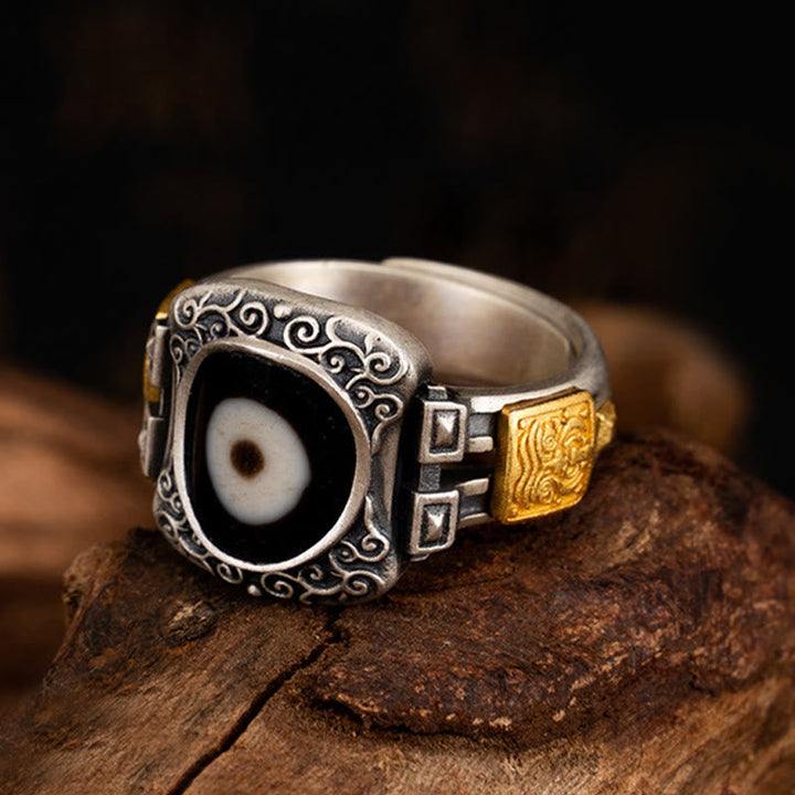 Ring 925 Silber Dzi Zakiram – Wohlstand & Schutz