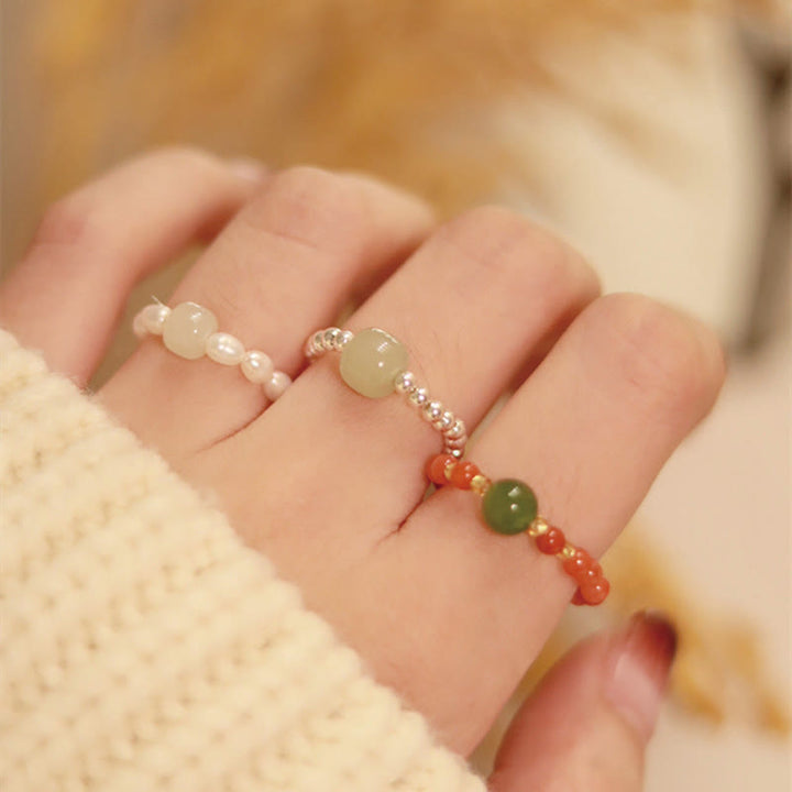 Ring 925 Silber Hetian Jade Achat Wohlstand Pixiu Glück Fingerring