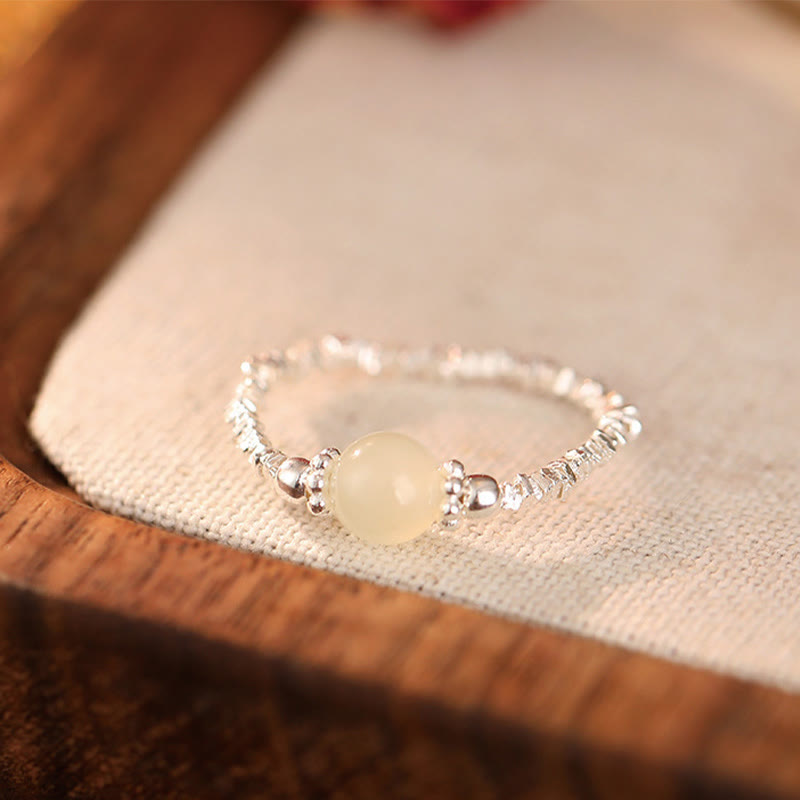 Ring 925 Silber Hetian Jade – Glück One Jade(Elastic String)