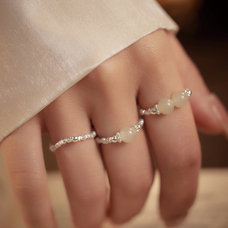 Silber Ring mit grüner Hetian Jade getragen Glück Feng Shui Schmuck