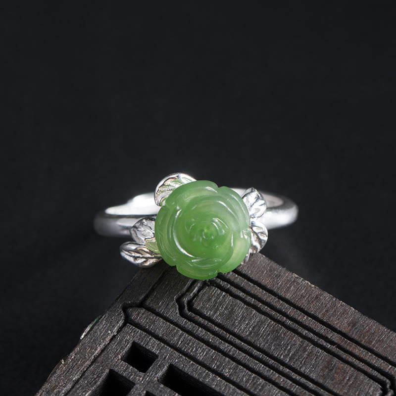 Ring 925 Silber Jade Rosenquarz – Glück