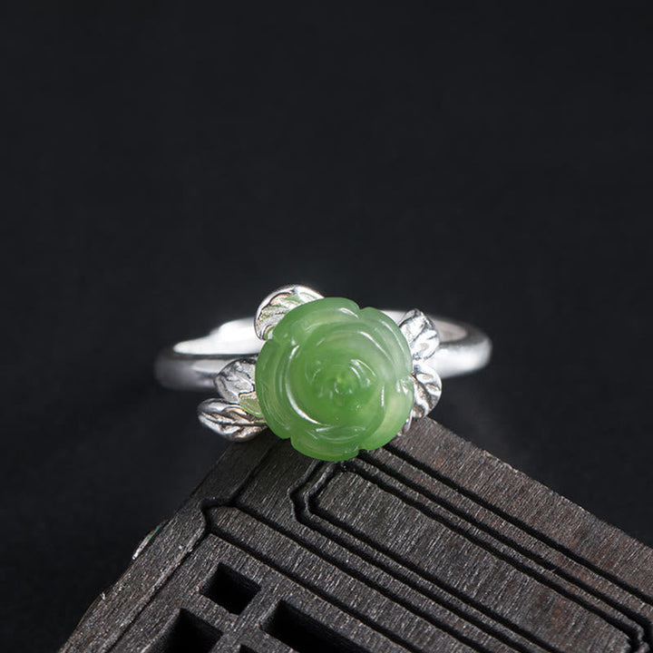 Ring 925 Silber Jade Rosenquarz – Glück