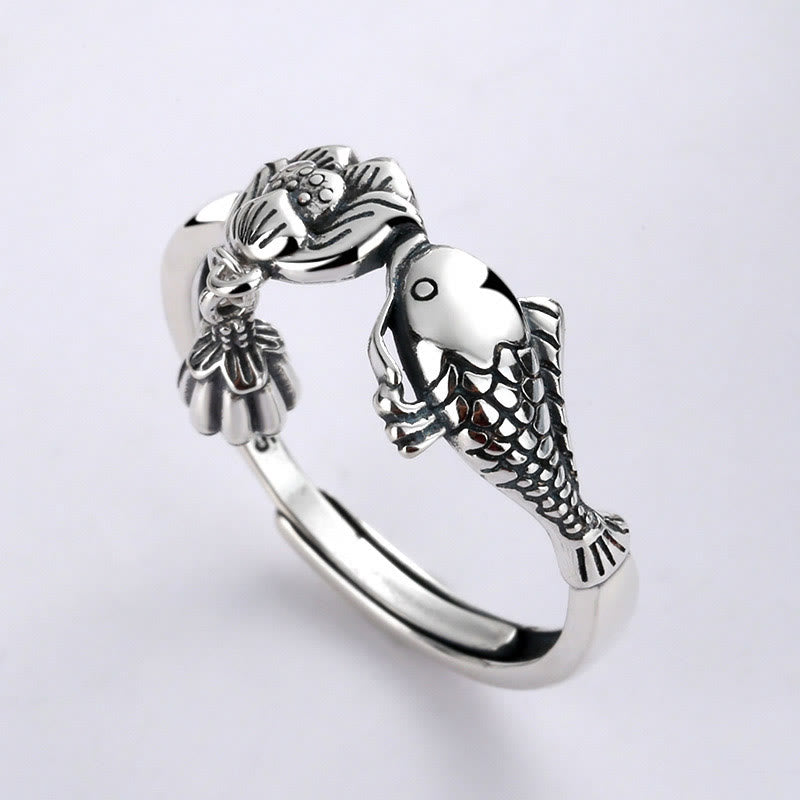 Ring 925 Silber Koi Fisch Lotus – Erfolg