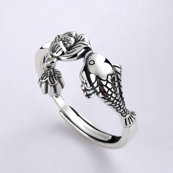 Ring 925 Silber Koi Fisch Lotus – Erfolg
