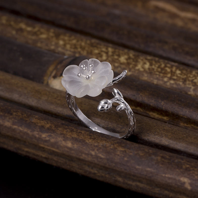 Ring 925 Silber Kristall Blume – Heilung