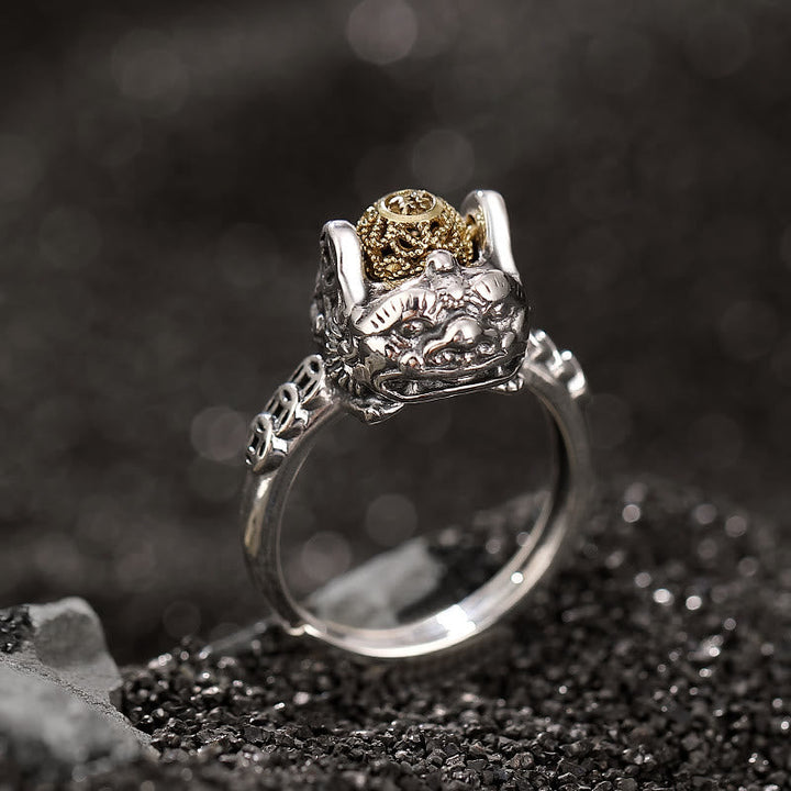 Ring 925 Silber Kupfermünze Pixiu – Wohlstand