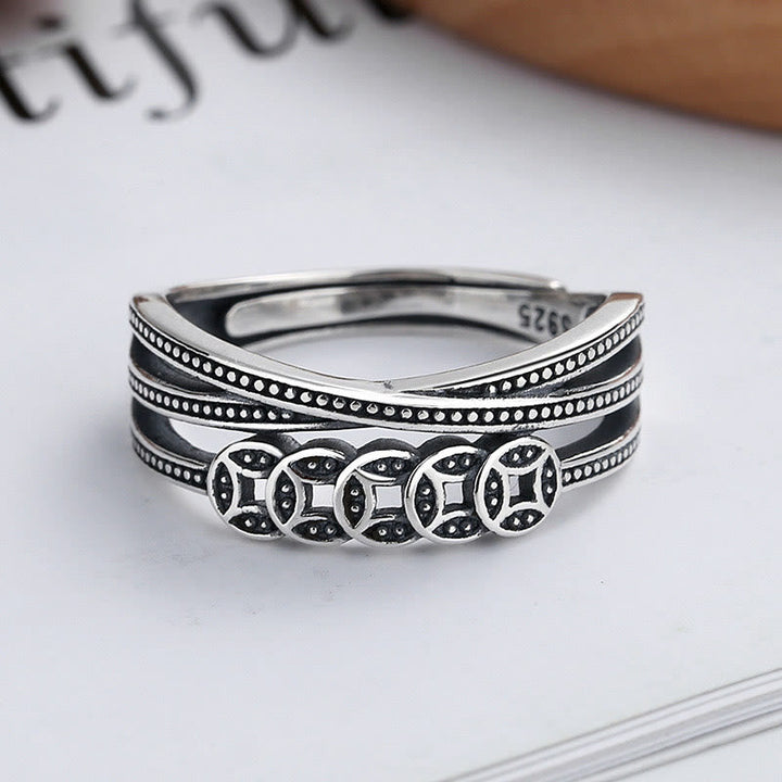 Ring 925 Silber Kupfermünzen – Wohlstand & Segen