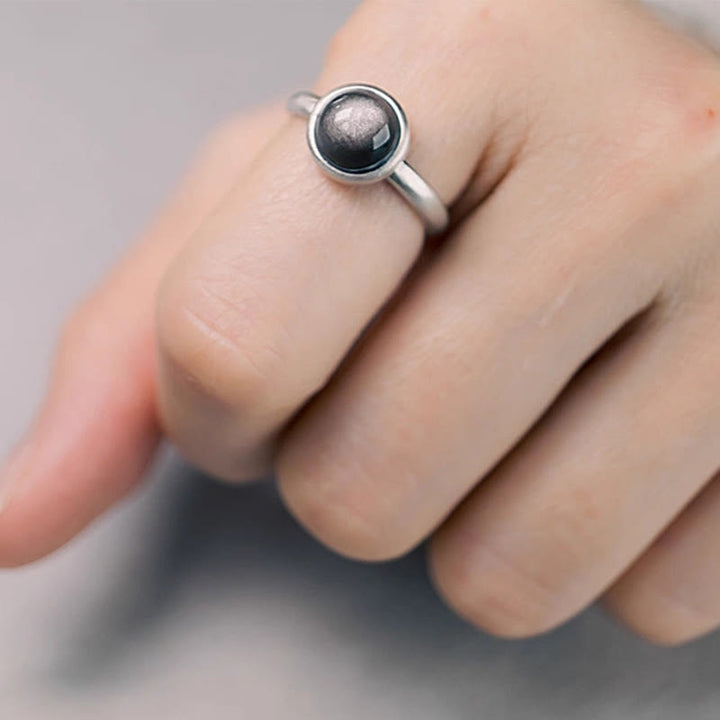 Ring 925 Silber Obsidian – Schutz C Style(About 10*10mm)