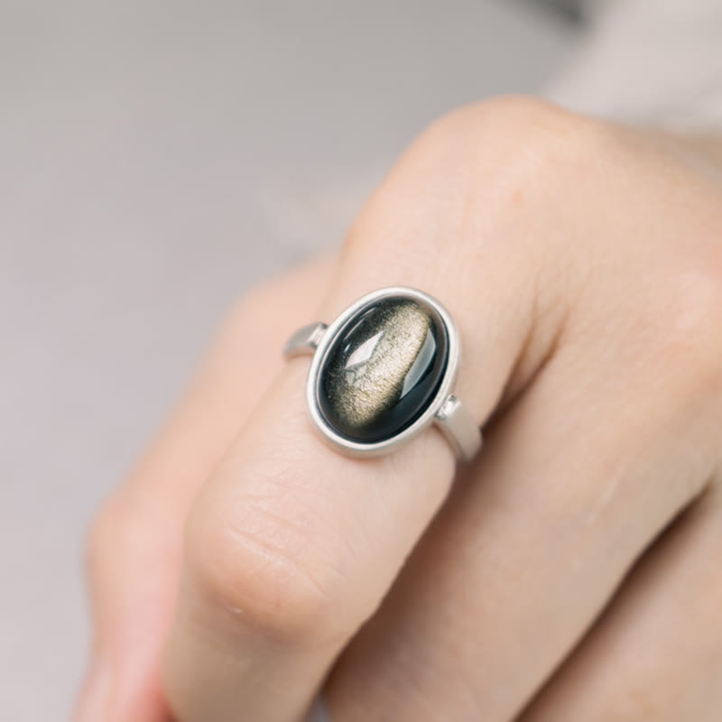 Ring 925 Silber Obsidian – Wohlstand A Style(About 16*12mm)