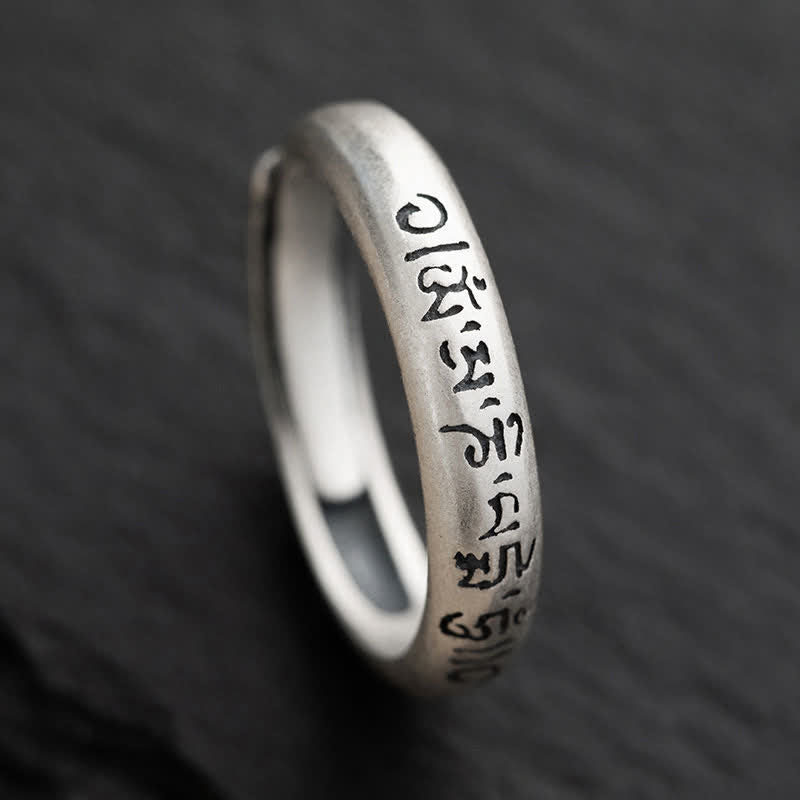 Ring 925 Silber Om Mani Padme Hum Meditation Liebe Frieden
